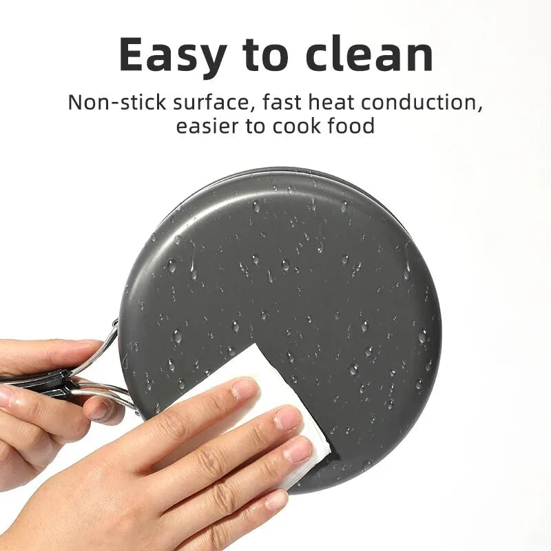 Portable Aluminum Camping Cookware Kit Grey-2